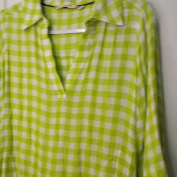 Soft Surroundings Shirt Women S Half Sleeve V-Neck Plaid Gingham Green - Picture 9 of 16